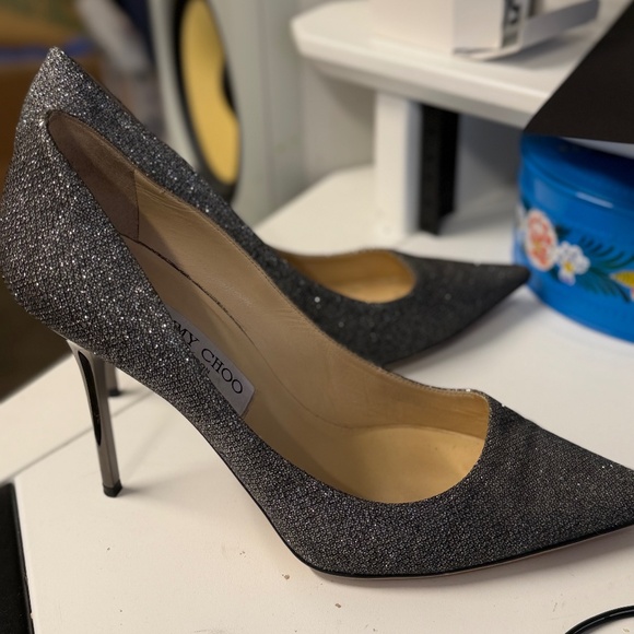 Authentic Jimmy Choo Sparkle Silver Heels (Size 10 US- 40 Europe) - Picture 2 of 5